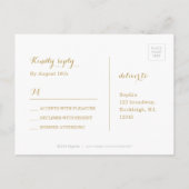 Glam zwart faux goud glitter kalligrafie RSVP Uitnodiging Briefkaart (Achterkant)