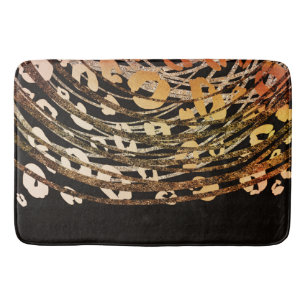 Glam Zwart Goud Bronzen Luipaardprint Chic Badmat