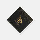 Glam Zwart Goud Confetti bruiloft | CHIC-monogram Servetten (Hoek)