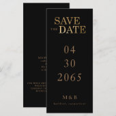 Glam Zwart & Goud Monogram Save the Date (Voorkant / Achterkant)