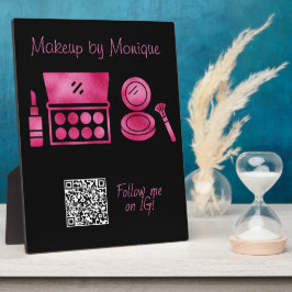 Glam Zwart & Heet Roze Make-up Artiest QR Code Fotoplaat