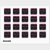 Glam Zwart Roze Folie Ballon 30e Verjaardag Bedank Vierkante Sticker (Vel)