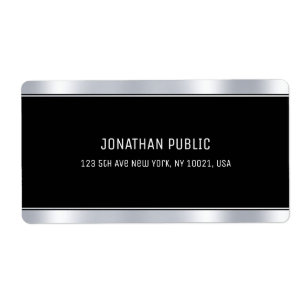 Glam Zwart Zilver Elegant Sjabloon Modern Verzendi Etiket