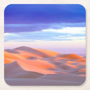 Glamis Sand Dunes tegen zonsondergang Vierkante Kartonnen Onderzetter