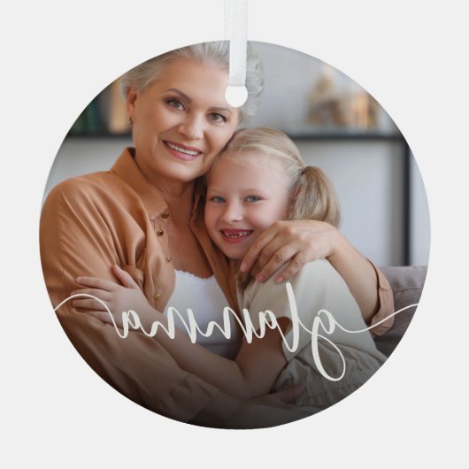 Glamma Grandma Script Overlay Glas Ornament (Achterkant)