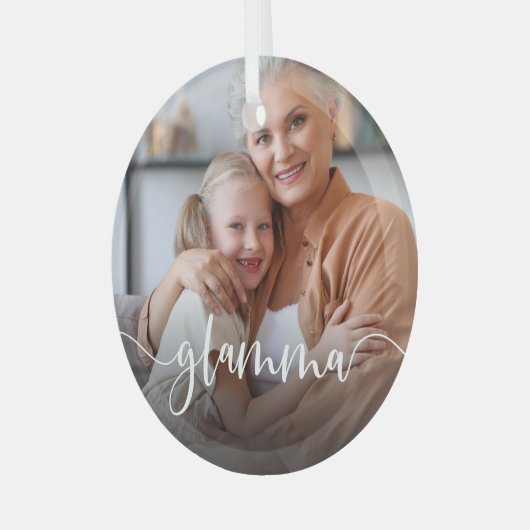 Glamma Grandma Script Overlay Glas Ornament (Voorkant links)
