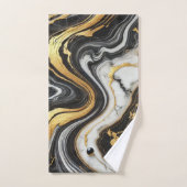 Glamme à l'apparence de marbre blanc noir d'or liq (Serviette à main)