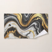 Glamme à l'apparence de marbre blanc noir d'or liq (Serviette à main)