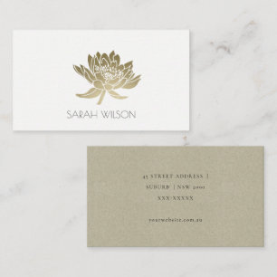 GLAMOORUS BORD GOLD WITTE LOTUS FLORAL ADRES VISITEKAARTJE