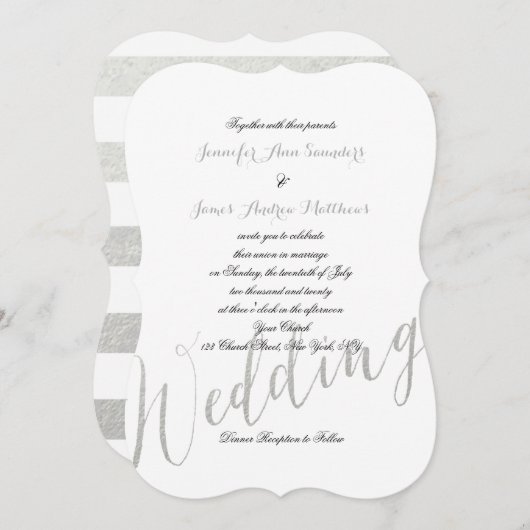 Glamor à huile d'argent | Invitations de mariage é (Devant / Derrière)