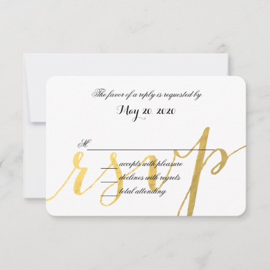 Glamor à huile d'or | Carte RSVP de mariage modern (Devant)