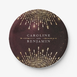 Glamor Art Deco Burgundy Vintage bruiloft Papieren Bordje
