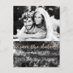 Glamor Black & Gold Chic Save the Date Photo Aankondigingskaart