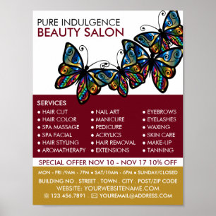 Glamor Butterflies, Beauticien, Beauty Salon Poster