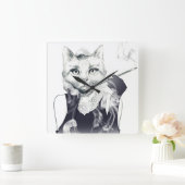 Glamor Cat Vierkante Klok (Huis)