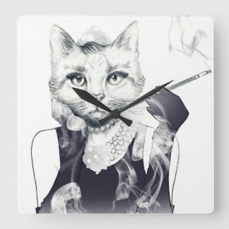 Glamor Cat Vierkante Klok