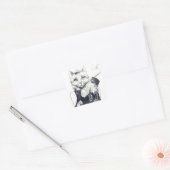 Glamor Cat Vierkante Sticker (Envelop)