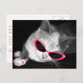 Glamor Chat Anniversaire Carte postale Invitation (Devant / Derrière)