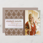 Glamor Damask & Jewel Graduation Faire-part (Devant / Derrière)