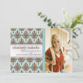 Glamor Damask & Jewel Graduation Faire-part (Debout devant)