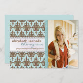 Glamor Damask & Jewel Graduation Faire-part (Devant / Derrière)