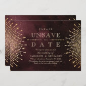Glamor Deco Burgundy  Save The Date (Voorkant / Achterkant)