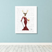 Glamor Deer in Marsala Canvas Afdruk (Insitu (Houten vloer))
