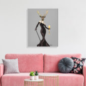 Glamor Deer in zwart Canvas Afdruk (Insitu (Woonkamer))