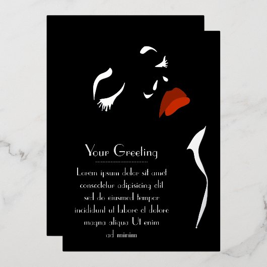 Glamor Face Folie Invitation Uitnodiging (Voorkant / Achterkant)