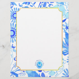 Glamor Floral Blue Letterhead Briefhoofd