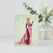 Glamor Fox in Roze 2 Briefkaart (Staand voorkant)