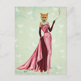Glamor Fox in Roze 2 Briefkaart