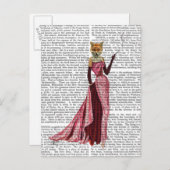Glamor Fox in roze Briefkaart (Voorkant / Achterkant)