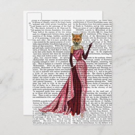 Glamor Fox in roze Briefkaart (Voorkant / Achterkant)