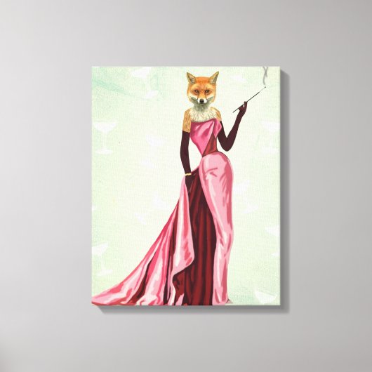Glamor Fox in roze Canvas Afdruk (Voorkant)