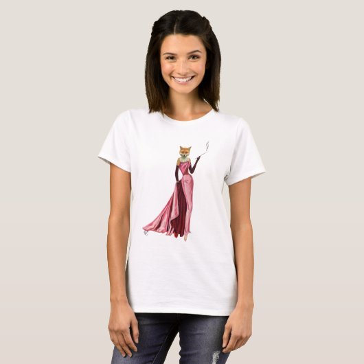 Glamor Fox in roze T-shirt (Voorkant volledig)