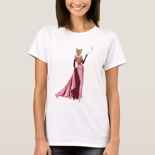 Glamor Fox in roze T-shirt (Voorkant)