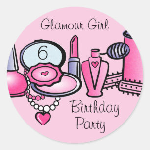 Glamor Girl Birthday Ronde Sticker