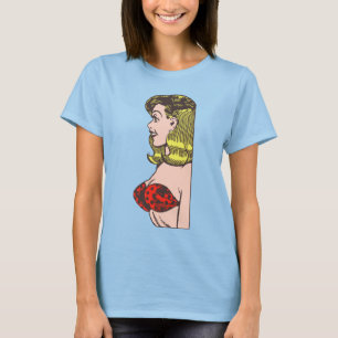 Glamor Girl, blond Blombshell in Bikini T-shirt