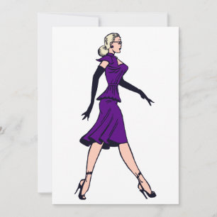 Glamor Girl, blond Secretary Invitation Kaart