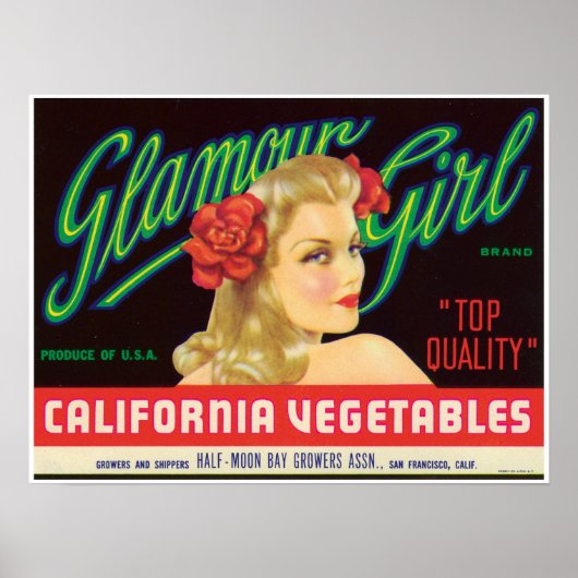 Glamor Girl Half Moon Bay San Francisco  Poster (Voorkant)