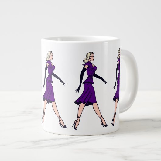  Glamor Girl, minister van Retro Blond Extra Grote Mok (Voorkant rechts)