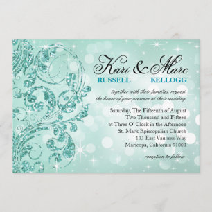 Glamor Glitter Luxe Bokeh Wedding   Munt Kaart