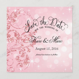 Glamor Glitter Luxe Sla de datum roze op Save The Date
