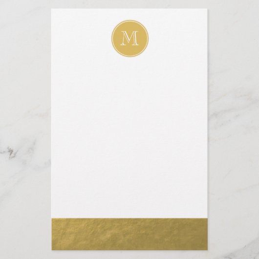 Glamor Gold Foil Background Monogram Briefpapier (Voorkant)