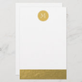 Glamor Gold Foil Background Monogram Briefpapier (Voorkant / Achterkant)