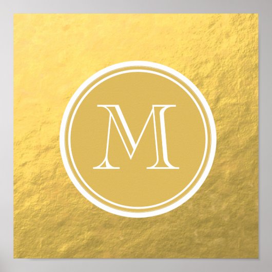 Glamor Gold Foil Background Monogram Poster (Voorkant)