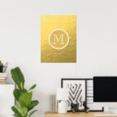 Glamor Gold Foil Background Monogram Poster (Thuiskantoor)