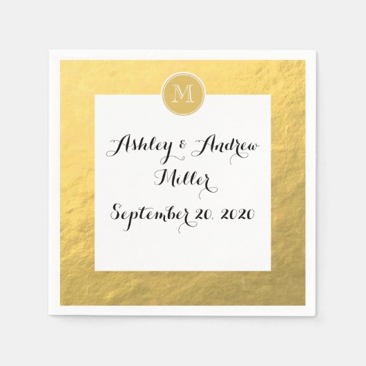 Glamor Gold Foil Background Monogram Servetten (Voorkant)