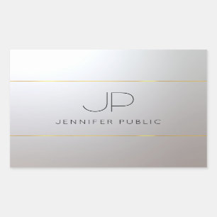 Glamor Gold Silver Monogram Sjabloon op maat Rechthoekige Sticker
